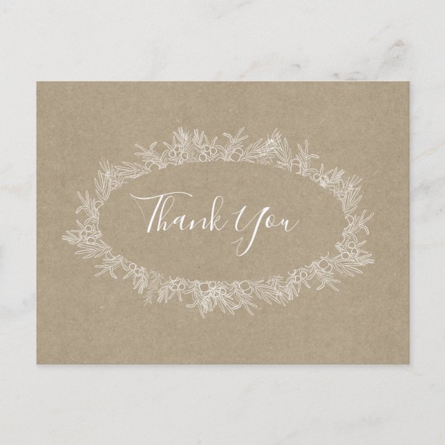 Rustic Winter | Kraft Thank You Postcard (Front)