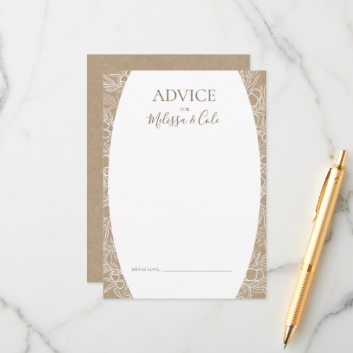 Rustic Winter  Kraft Wedding Advice Card