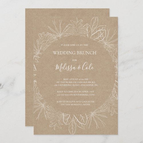 Rustic Winter  Kraft Wedding Brunch Invitation