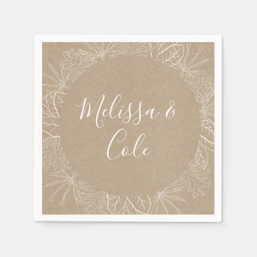 Rustic Winter  Kraft Wedding Napkins