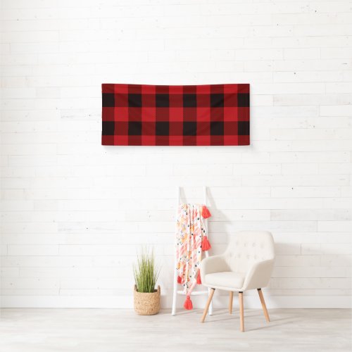 rustic winter lumberjack red buffalo plaid party banner