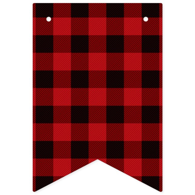 rustic winter lumberjack red buffalo plaid party bunting flags (First Flag)