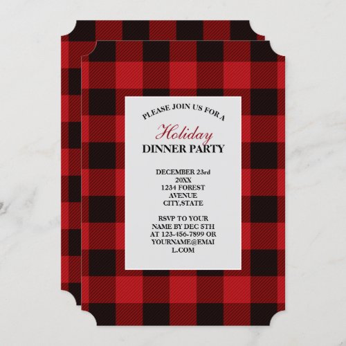 rustic winter lumberjack red buffalo plaid party invitation