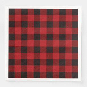 rustic winter lumberjack red buffalo plaid party paper dinner napkins