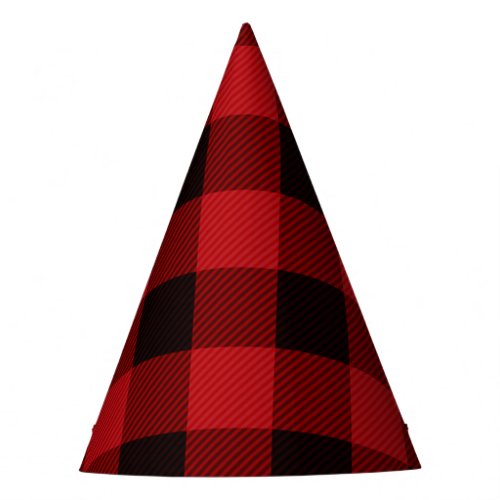 rustic winter lumberjack red buffalo plaid party party hat