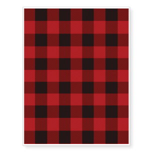rustic winter lumberjack red buffalo plaid party temporary tattoos