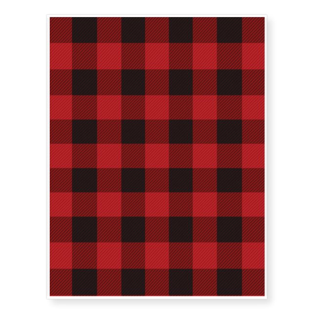 rustic winter lumberjack red buffalo plaid party temporary tattoos (Front)