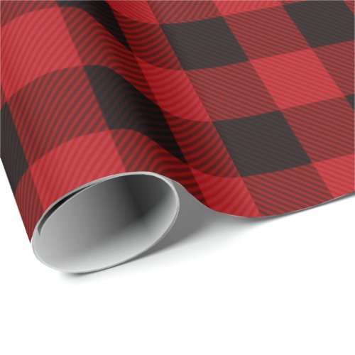 rustic winter lumberjack red buffalo plaid party wrapping paper