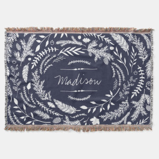 Rustic Winter Monogram Throw Blanket