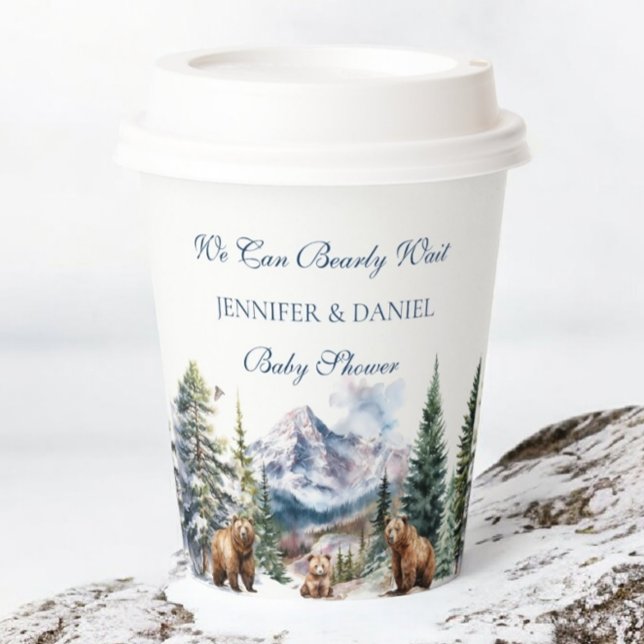 Rustic Winter Mountain Bear Family Paper Cups (Creator Uploaded)