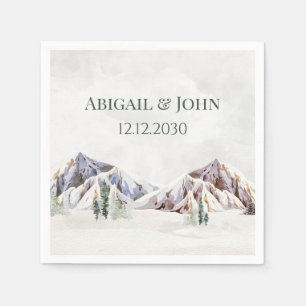 Rustic Winter Mountain Forest Wedding Napkin