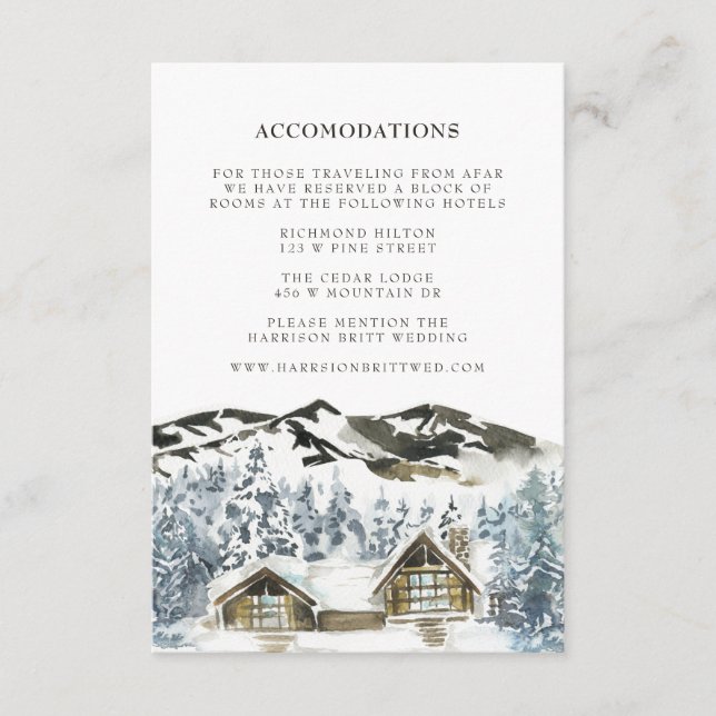 Rustic Winter Mountain Hotel Accommodation Insert (Front)