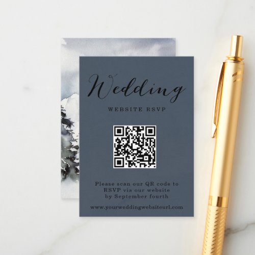 Rustic Winter Mountain QR code Wedding Response  Enclosure Card