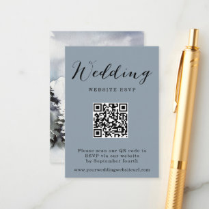 Rustic Winter Mountain QR code Wedding Response  Enclosure Card