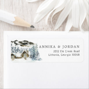 Rustic Winter Mountain Return Address Label