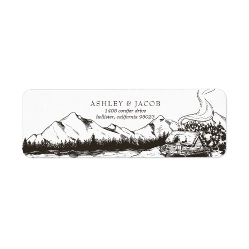 Rustic Winter Mountain Return Address Label