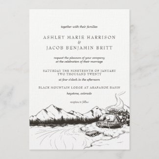 Rustic Winter Mountain Wedding Invitation