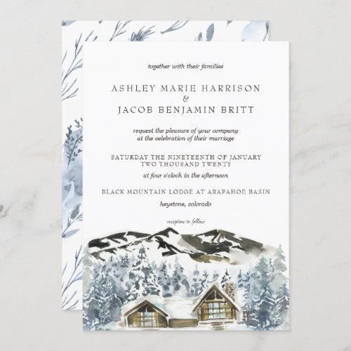 Rustic Winter Mountain Wedding Invitation