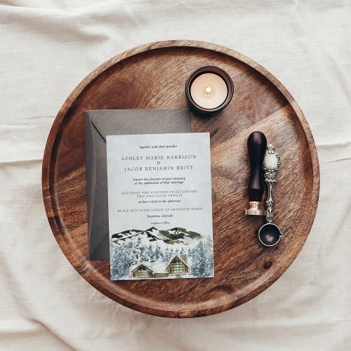 Rustic Winter Mountain Wedding Invitation