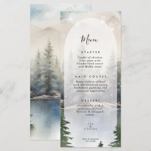 rustic winter mountain wedding menu cards