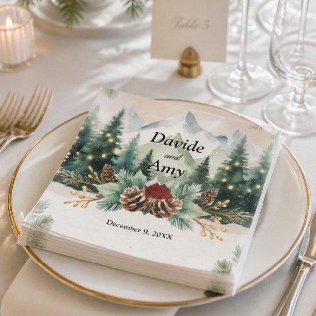 Rustic Winter Mountain Wedding| Pinecones Napkins (Creator Uploaded)