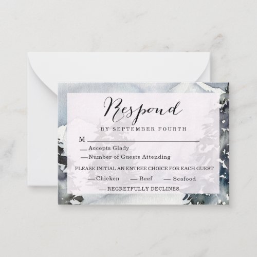 Rustic Winter Mountain Wedding Response Card 