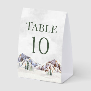 Rustic Winter Mountain Wedding Table Number Paper Table Tent