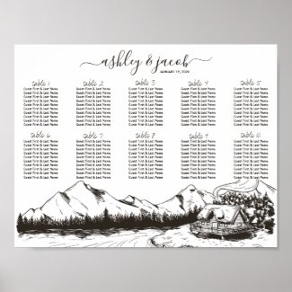 Rustic Winter Mountain Wedding Table Seating Poster