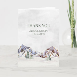 Rustic Winter Mountain Wedding Thank You Card