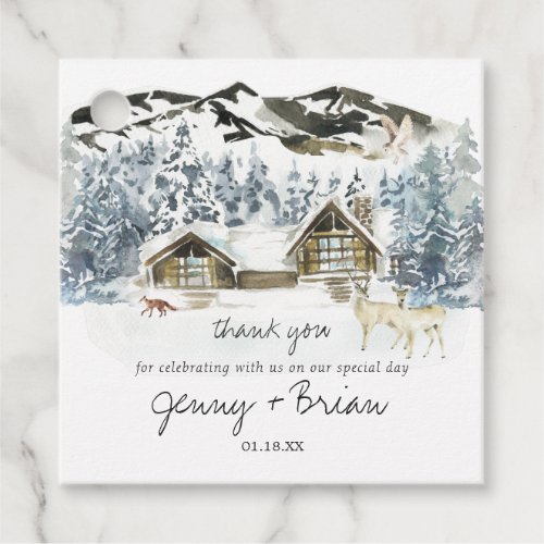 Rustic Winter Mountain Wedding Thank You Gift Tags