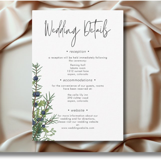 Rustic Winter Nature & Pine Wedding Details Enclosure Card (Rustic Winter Nature & Pine Wedding Details Enclosure Card)