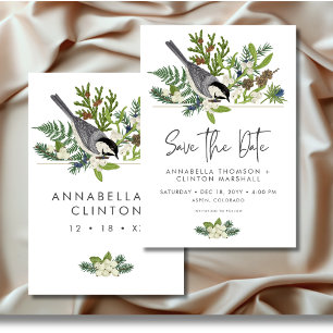 Rustic Winter Nature & Pine Wedding Save The Date