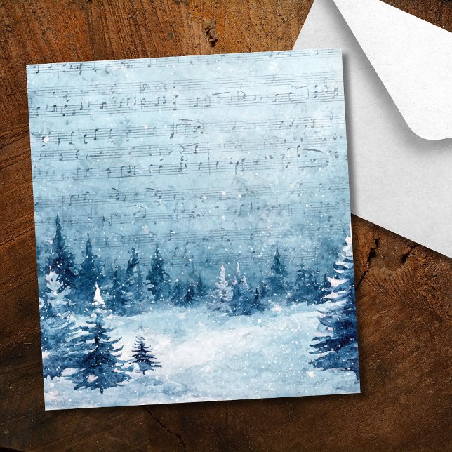 Rustic Winter Notes Watercolor Scene Wedding Envelope Liner (Creator Uploaded)