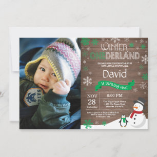 Rustic Winter Onederland 1st Birthday Invitation