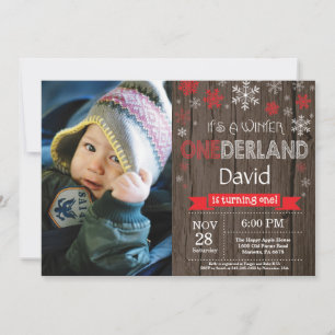 Rustic Winter Onederland 1st Birthday Invitation