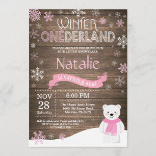 Rustic Winter Onederland 1st Birthday Invitation