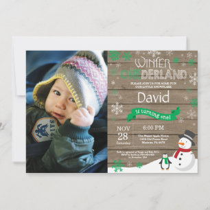 Rustic Winter Onederland 1st Birthday Invitation
