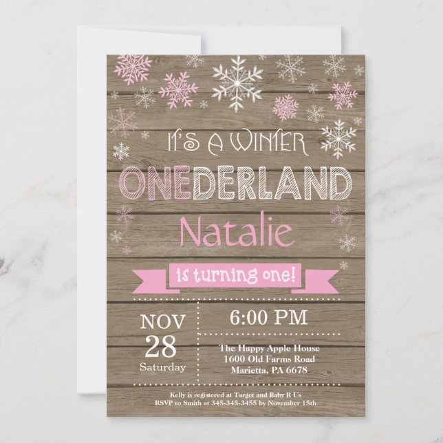 Rustic Winter Onederland 1st Birthday Invitation (Front)