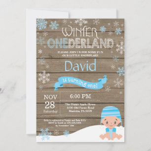 Rustic Winter Onederland 1st Birthday Invitation