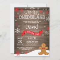 Rustic Winter Onederland 1st Birthday Invitation