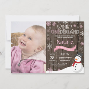 Rustic Winter Onederland 1st Birthday Invitation