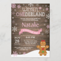 Rustic Winter Onederland 1st Birthday Invitation