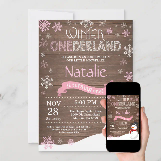 Rustic Winter Onederland 1st Birthday Invitation | Zazzle