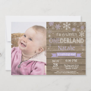 Rustic Winter Onederland 1st Birthday Invitation
