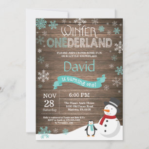 Rustic Winter Onederland 1st Birthday Invitation