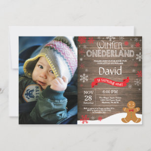 Rustic Winter Onederland 1st Birthday Invitation