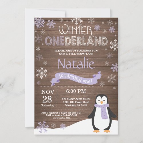 Rustic Winter Onederland 1st Birthday Invitation