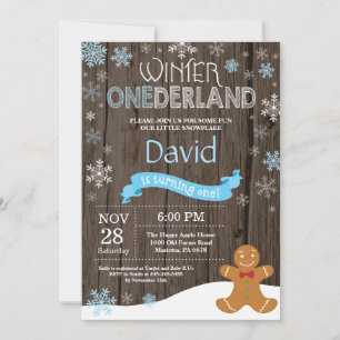 Rustic Winter Onederland 1st Birthday Invitation