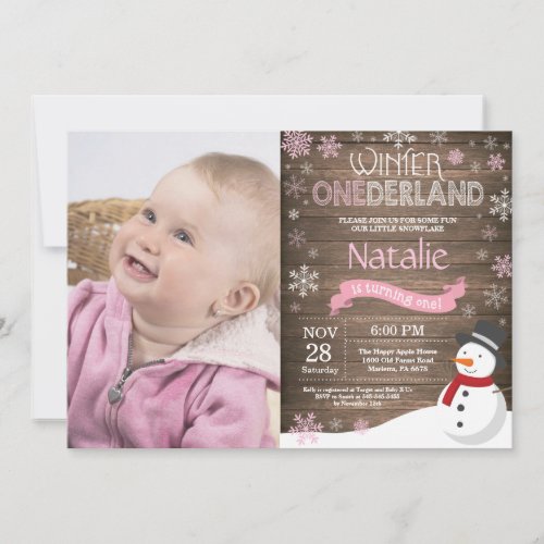 Rustic Winter Onederland 1st Birthday Invitation