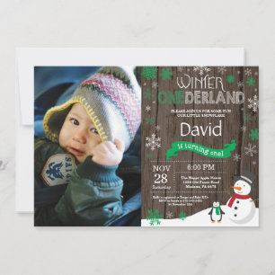 Rustic Winter Onederland 1st Birthday Invitation